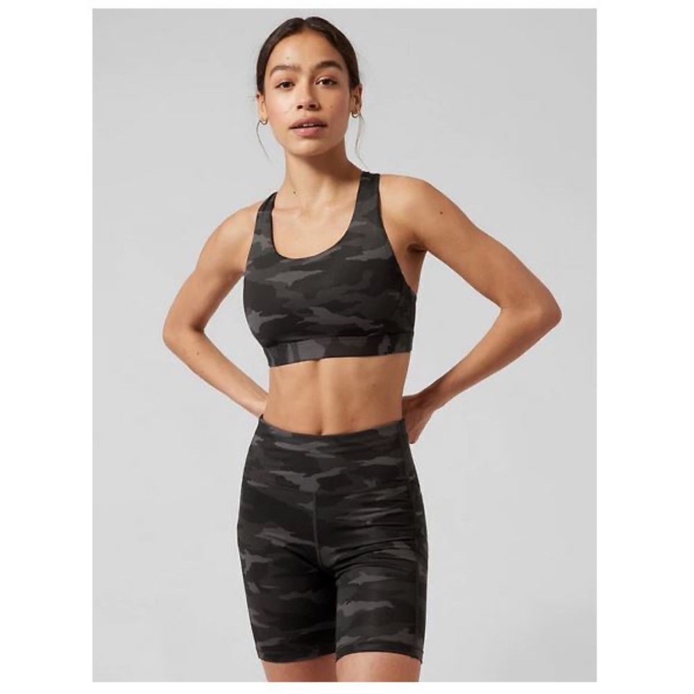 Athleta Women's Black Camo Ultimate Sports Bra D-DD+ Medium Impact Size 1X